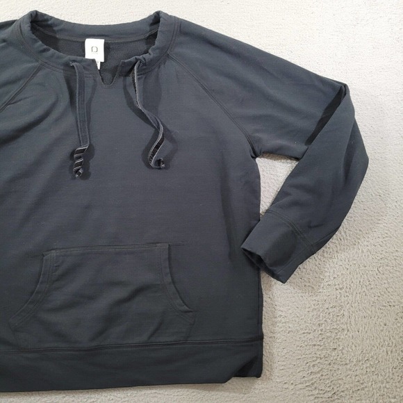 Fuda Sweatshirt Womens Extra Large Black Hoodie Pocket Notched Crew Neck Sweater - Picture 5 of 10